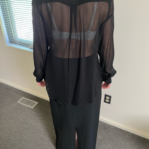 Comme des Garçons sheer black shirt with faux fur detail - Picture 3 of 3